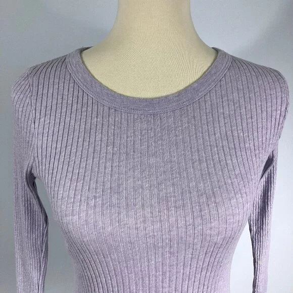 Enza Costa Light Pink Rib Long Sleeve Shirt Medium Cotton Cashmere Sweater S XS - Picture 6 of 13